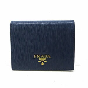 Prada Vitello Move Bi fold Wallet Blue